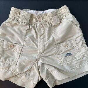 Boys Aftco Tan Cargo Shorts with Fish Logo size 22